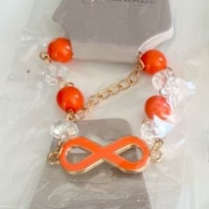 Infinity sign Orange Coral bead chain bracelet (1) sz fits most NEW NWT